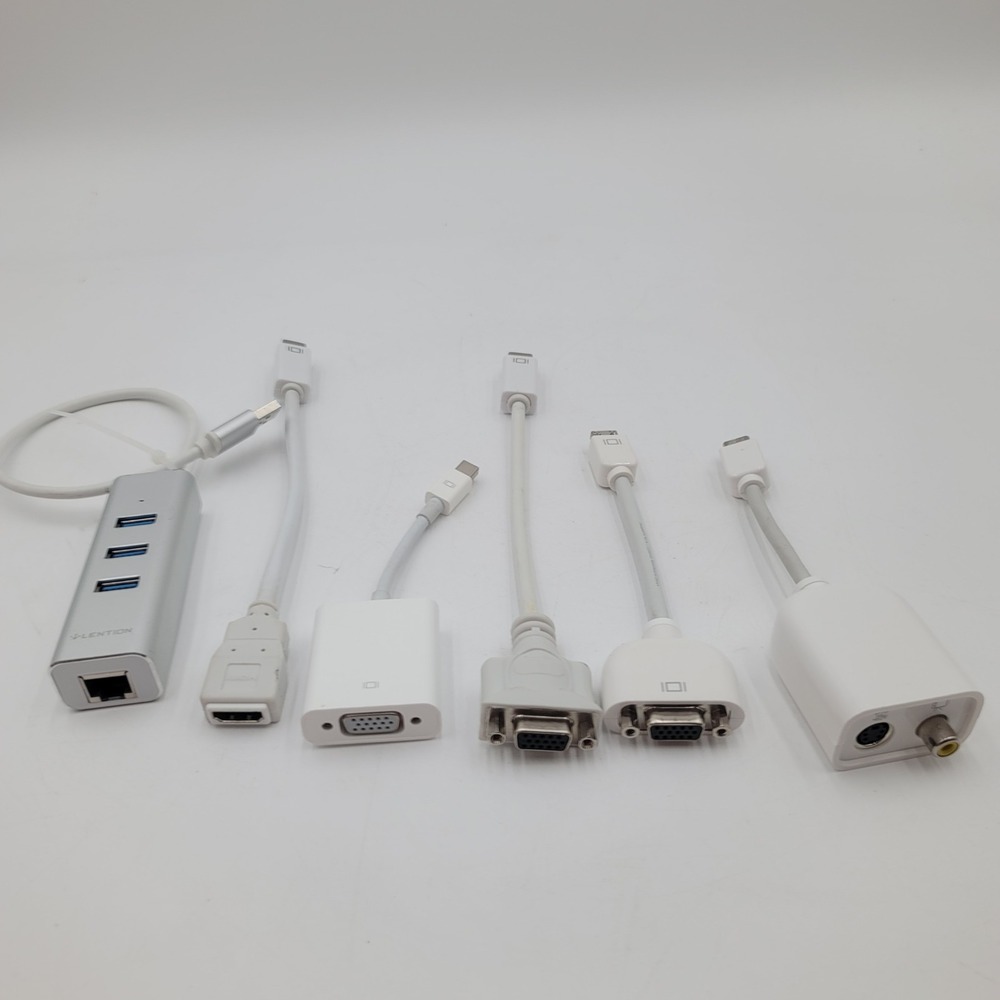 Lot of 6 Apple & Lention Adapters Mini DisplayPort VGA HDMI USB 3.0 Ethernet Hub